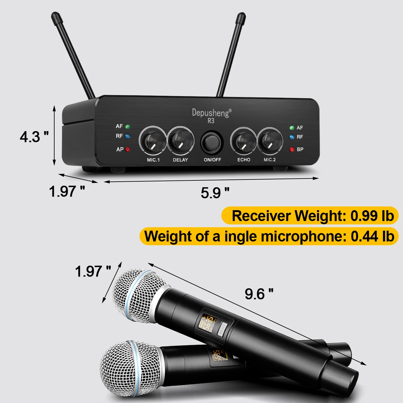 Wireless Microphone Handheld Depusheng R3 Dual Channels UHF Fixed Frequency Dynamic Mic For Karaoke Wedding Party Band Church