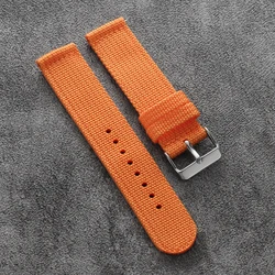 Versatile Quick Release Nylon Canvas Watch Strap - Unisex Replacement Band - 22mm (Orange)