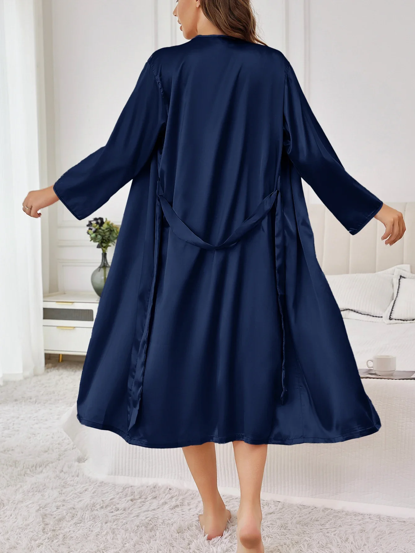 Chemise de nuit fine à manches longues de couleur unie pour femme, vêtement d'extérieur d'été, drapé doux et décontracté, plusieurs options de couleurs