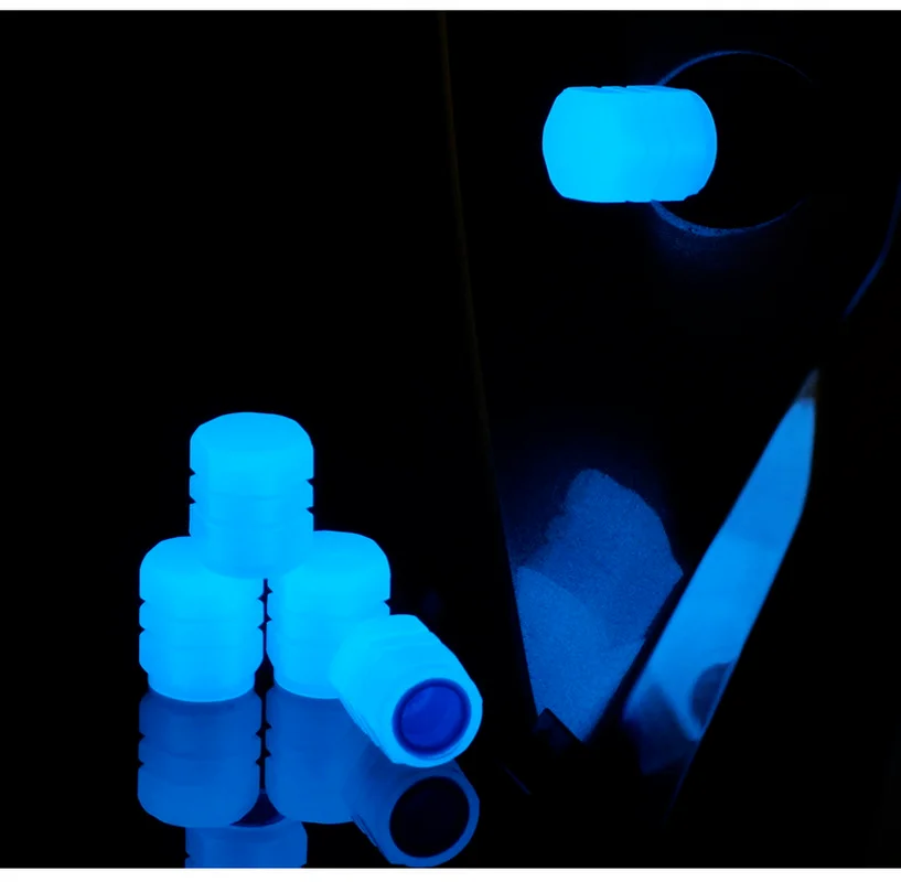 Luminous Tire Valve Cap Valve Stem Caps Universal Fluorescent Tyre Stem Covers Nozzles Light Cap for Car Motorcycle Bike