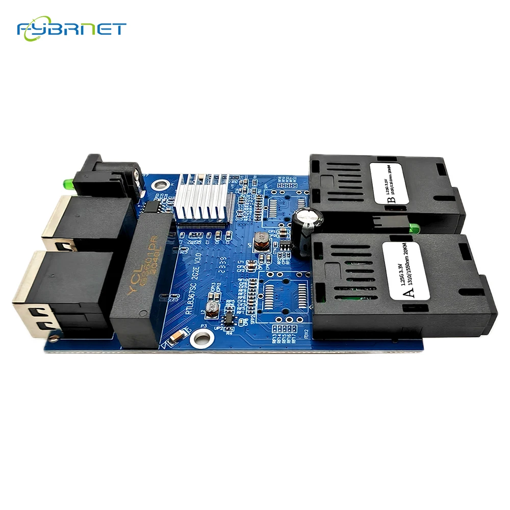 2F2E placa metro Single Mode 2 RJ45 and 2 SC fiber Port Gigabit Fiber Switch 1.25G PCBA Board 2RJ45 UTP 2 SC Ethernet PCBA board