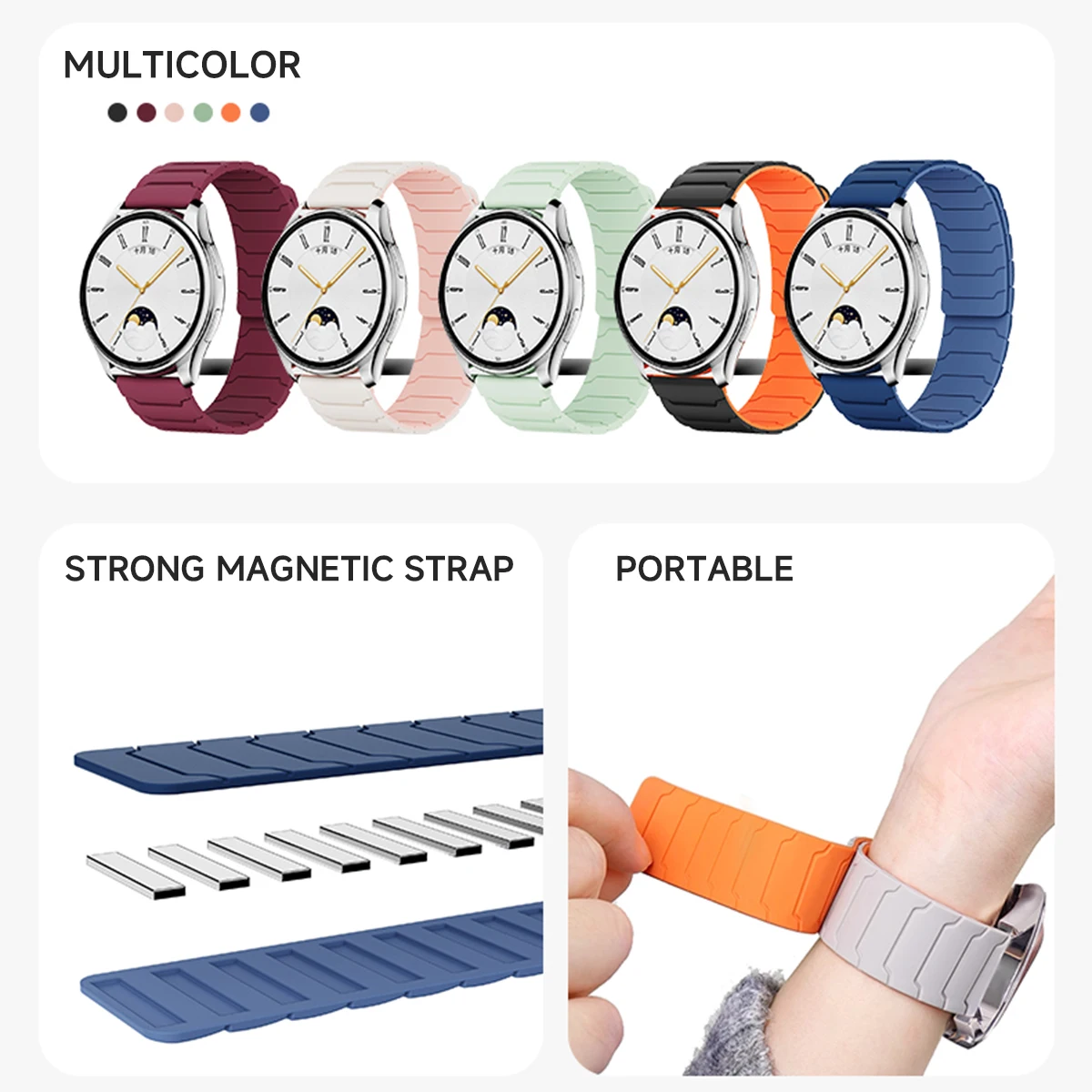 Magnetic Silicone Loop Strap - 20mm/22mm Adjustable Band