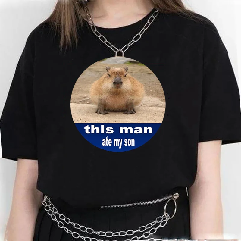 

Capybara tshirt male white t shirt grunge aesthetic clothes top tees streetwear