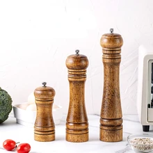 

Manual Wooden Salt and Pepper Grinder Operated with Adjustable Coarseness Seasoning Bottle BBQ Kitchen Grinding Tool
