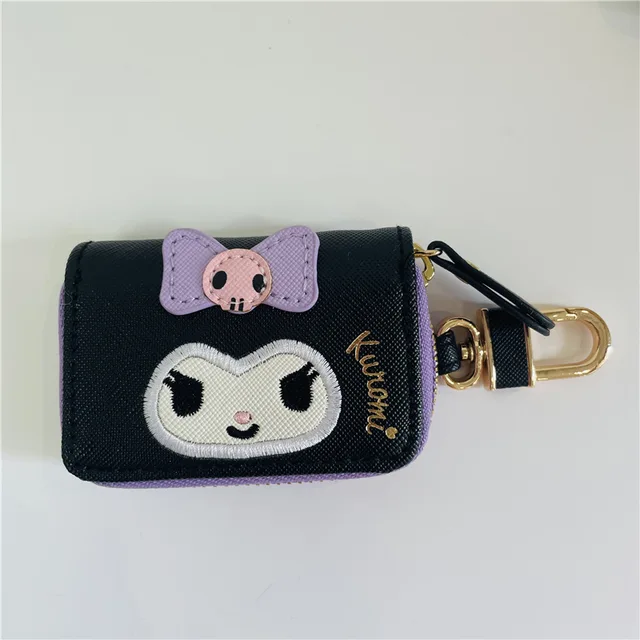 New Cute cartoon Kawaii Kuromi Mymelody Cinnamorol Wallet Car key bag KT cat PU Leather Zipper Small bag Key Storage bag 5