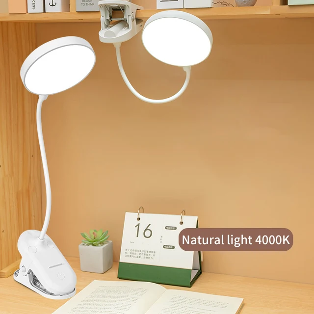 Table Lamp USB Rechargeable Desk Lamp With Clip Bed Reading Book Night Light LED Touch 3 Modes Dimming Eye Protection Light 1