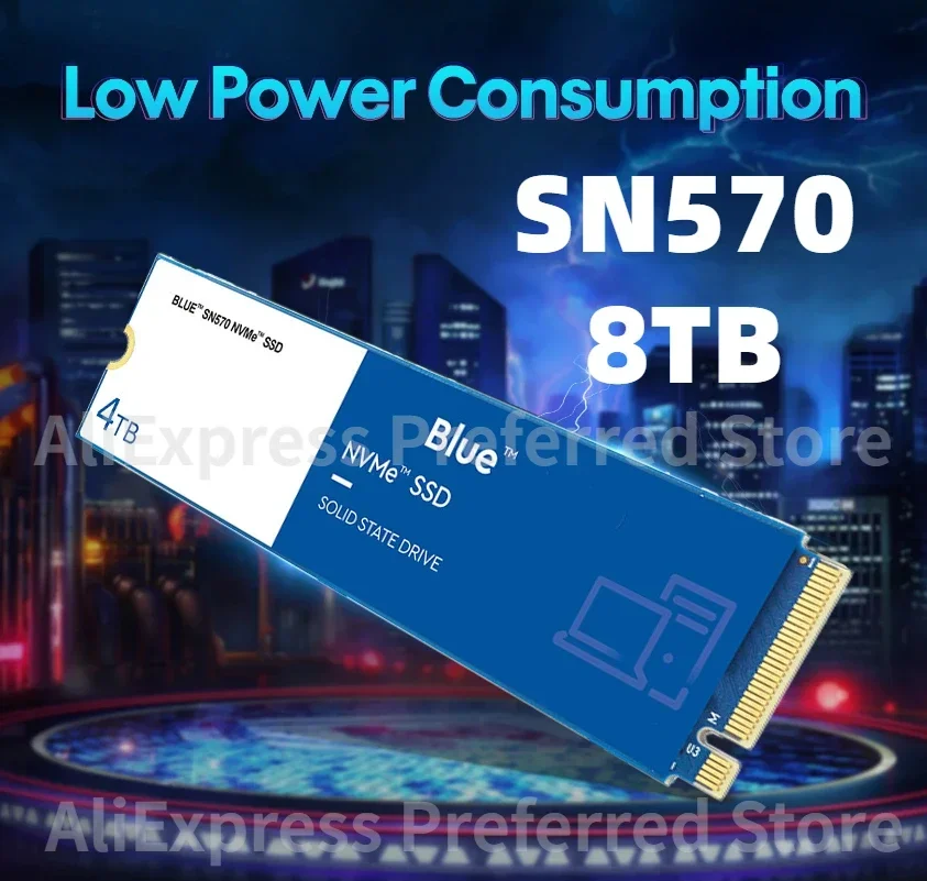 

Western Original Blue SN570 NVMe 1TB 500GB 250GB SSD M.2 2280 Internal Solid State Drive with Heatsink For Laptops PC PS5