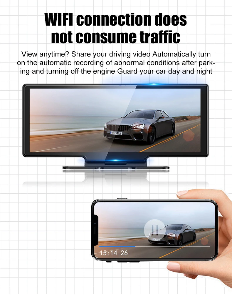 Monitor Multimedia con pantalla táctil para coche, tablero de cámara de  salpicadero con pantalla táctil LCD de 10,26 pulgadas, Android, ADAS, DVR,  WiFi, navegación - AliExpress