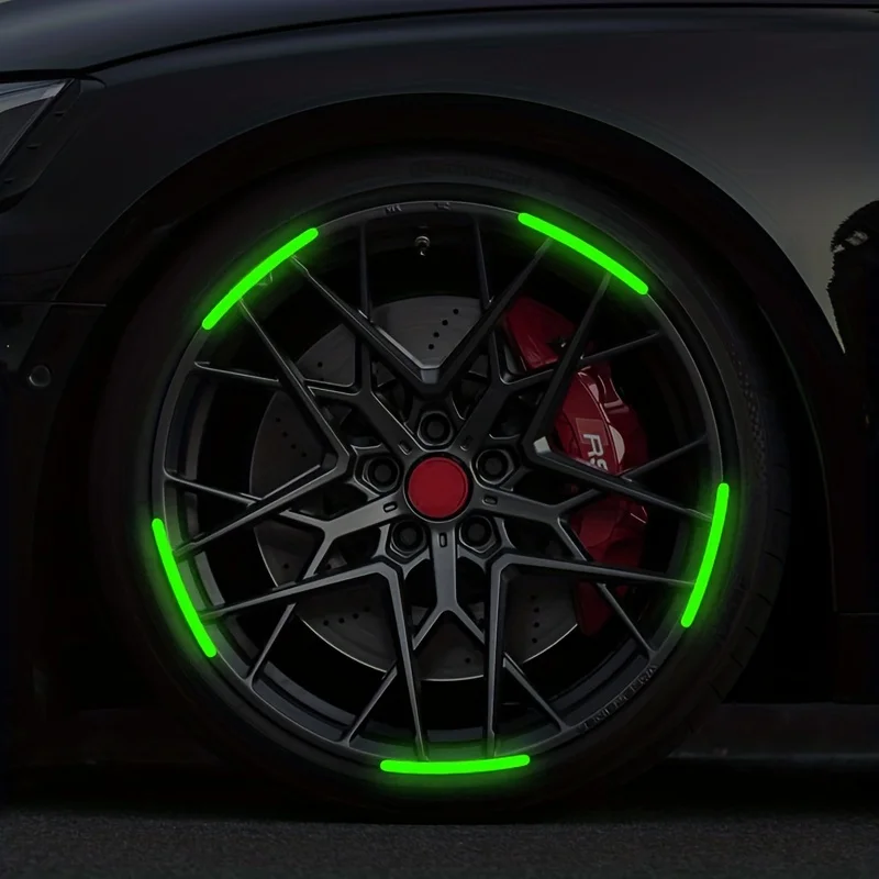 20PCS Luminous Reflective Car Wheel Stickers – Fluorescent Night Safety Rim Decals for Cars & Motorcycles 2