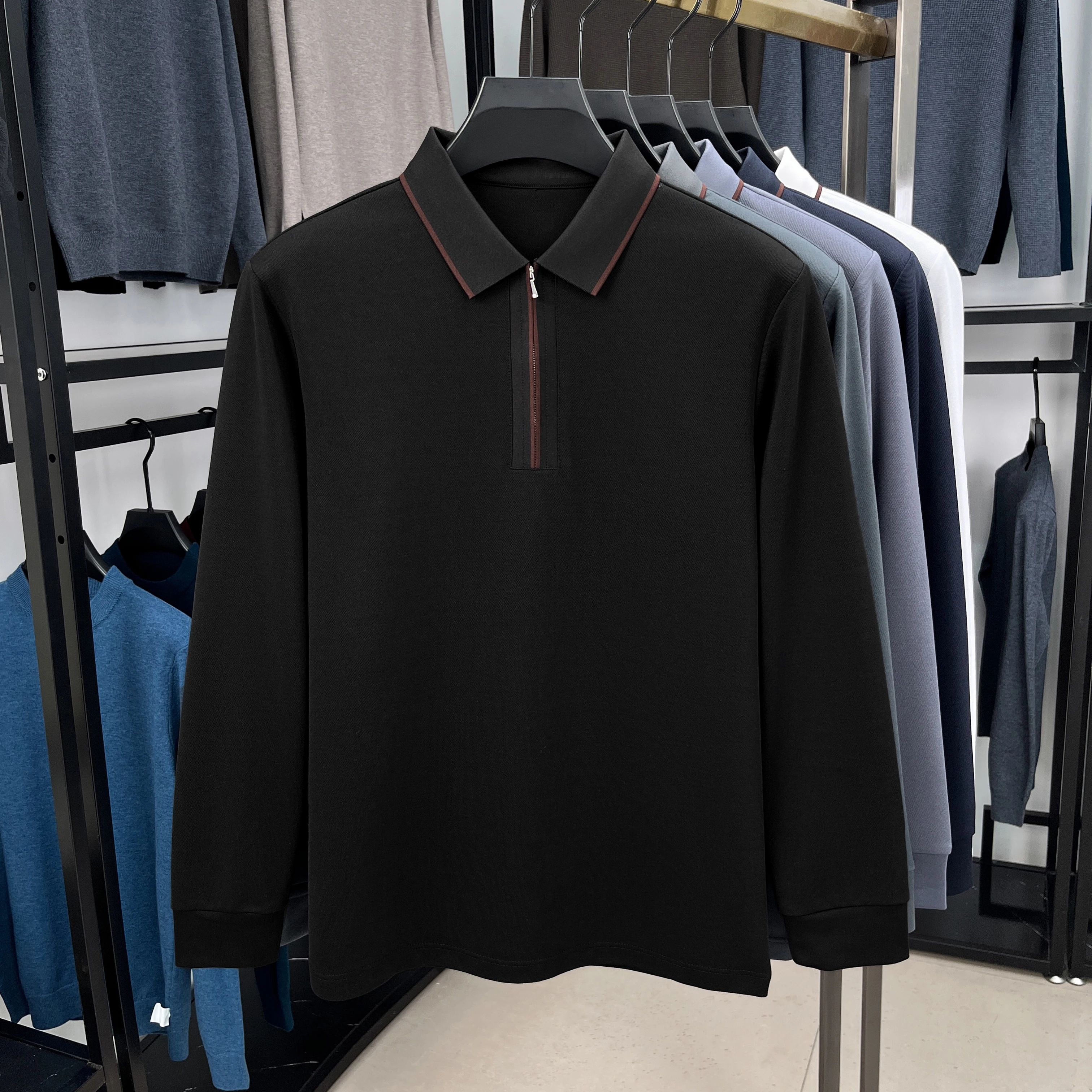 جودة عالية أزياء طويلة الأكمام قميص بولو للرجال ال...
