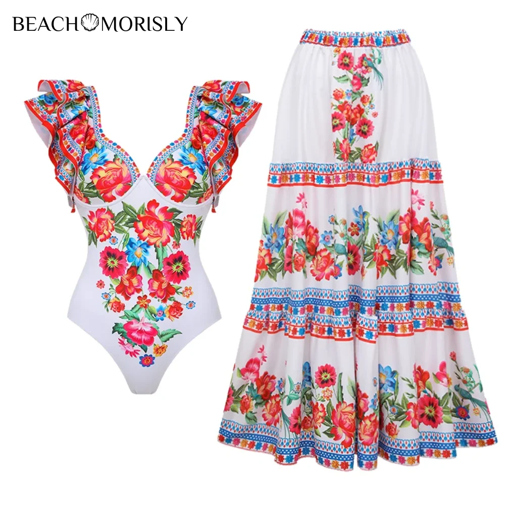 Women's V-Neck Colorful Hippie Trendy Printed Swimsuit And Briefs