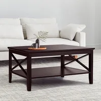 Oxford Coffee Table with Thicker Legs, Espresso Wood Coffee Table with Storage for Living Room 1