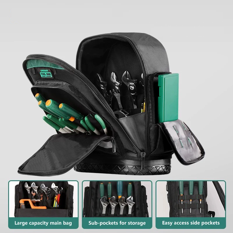 GrenPRO 휴대용 캔버스 가방, 두꺼운 옥스포드 천, 다기능 보관 유지 보수, 전기 기사 백팩