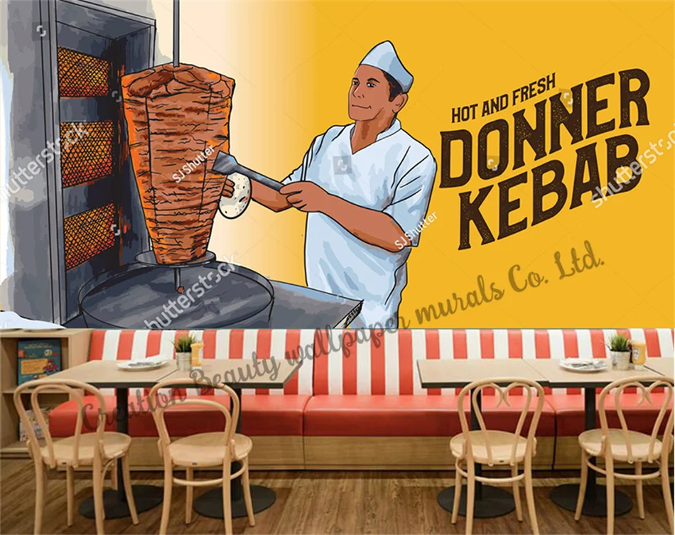 Food personalizado, decoração industrial, mural para restaurante,