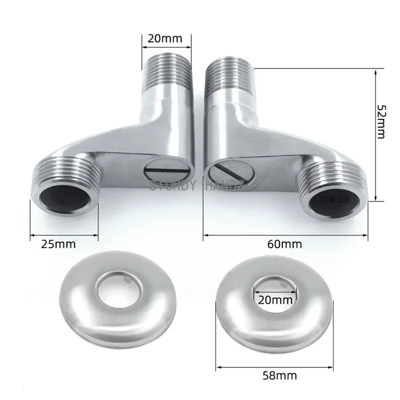 Stainless steel width adjustable angle valve shower faucet adapter wall mounted bathroom hardware accessories 2 pieces/set