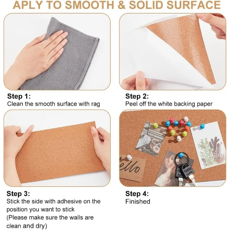 cork board 98x6 Inch Self-Adhesive Cork Roll 1/8inch Thick Backed Cork Boards Mat for Wall Furnitures Party