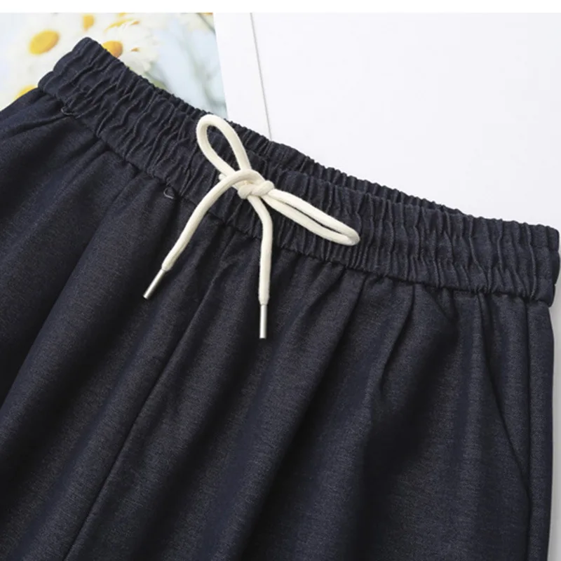 Fashion Plus Size Women's Wide Leg Trousers Autumn New Style Casual Lace Patchwork Straight Pants Loose Full Length Bottoms 375