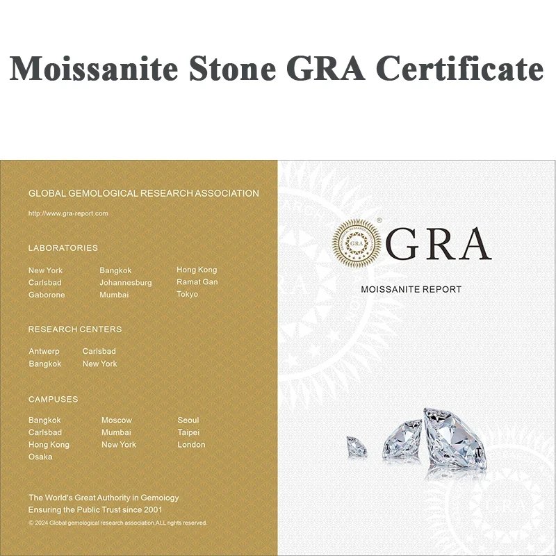 Moissanite Stone Top D Color VVS1 Round Cut 0.2-12Ct Pass Diamond Tester Gemstone Beads Jewelry Making GRA Certificate loose moissanite stones loose gemstone beads loose beads bead jewelry making