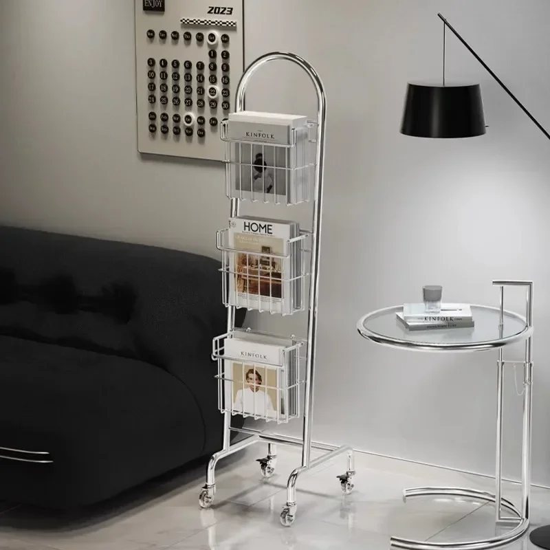 Antique Style Magazine Rack, Multi-Layer Display, Newspaper Stand, Carbon Steel Storage, Book Shelf for Flexible Use