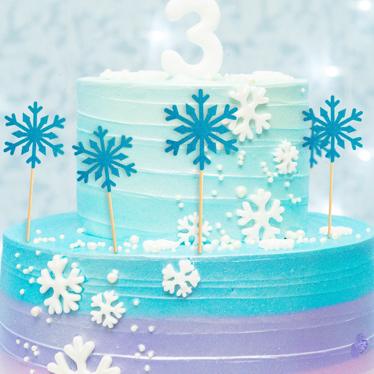 Topper Cupcake Fiocco Di Neve - 24 Decorazioni Per Feste Invernali
