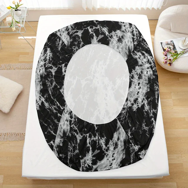 3-Piece Marble Print Fitted Sheet Set - Ultra Soft, Breathable Microfiber Fabric, Hypoallergenic, Wrinkle-Resistant, Easy Care - 6