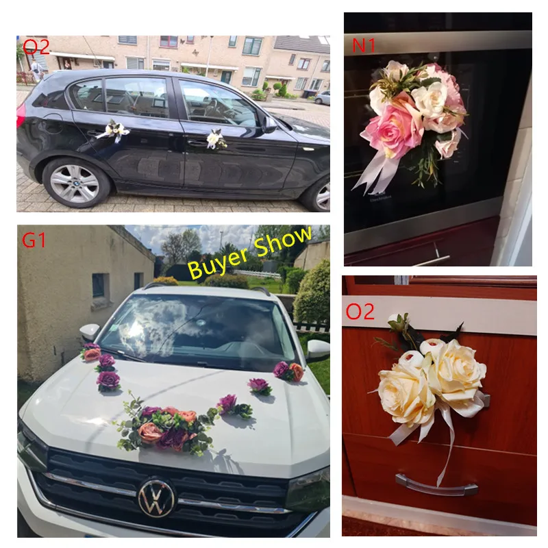Hoement 6pezzi Decorazioni Per Specchietti Retrovisori Auto Di Fiori Artificiali Per Matrimonio e Festività Elegante Design Per Decorazione Casa e