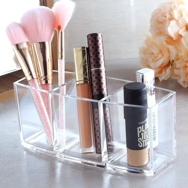 Clear Acrylic Makeup Brush Holder Desk Cosmetic Organiser Lipstick Storage LipstickStorage Holder Stand Diamond Makeup Tools 2