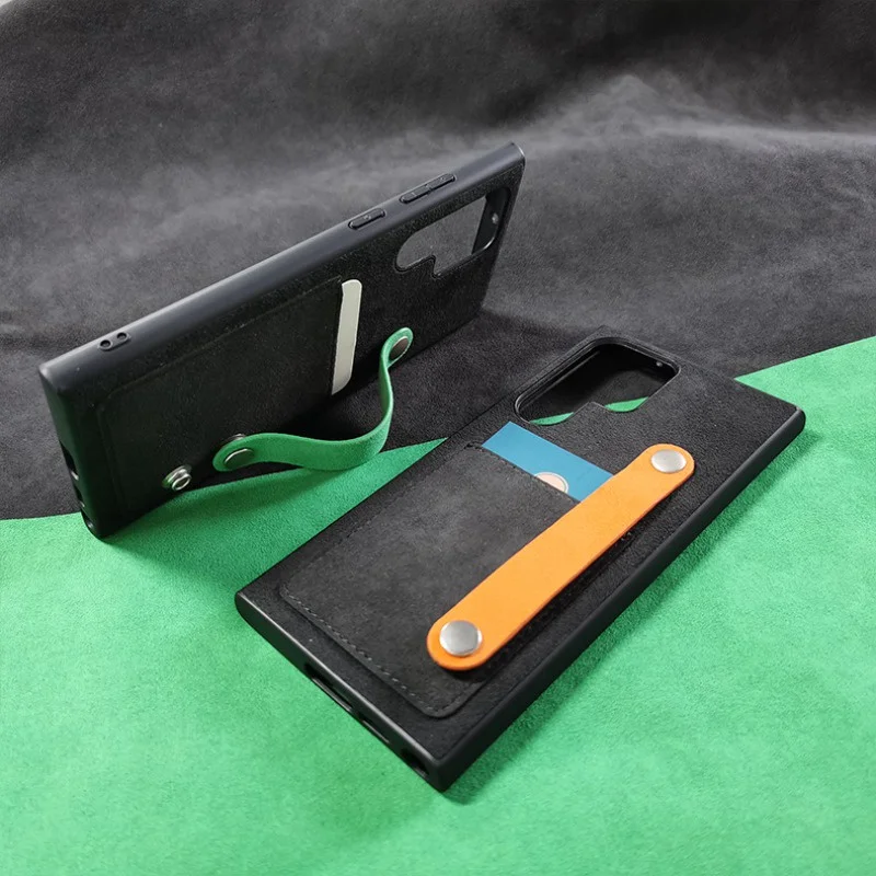 

Чехол из алькантары на запястье для Samsung Galaxy S23 Ultra S22 Plus S21 S20 FE Note 20 Note10 Lite, карманная подставка для карт, замшевый Меховой чехол