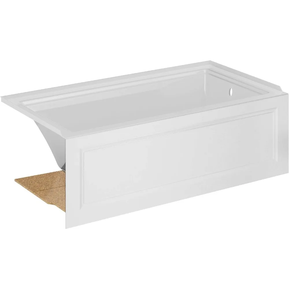 Bathtub-Right Drain, Integral 3-sided 1" Tiling/water Retention Flange for Easy Installation 60"x32" White Bathtubs