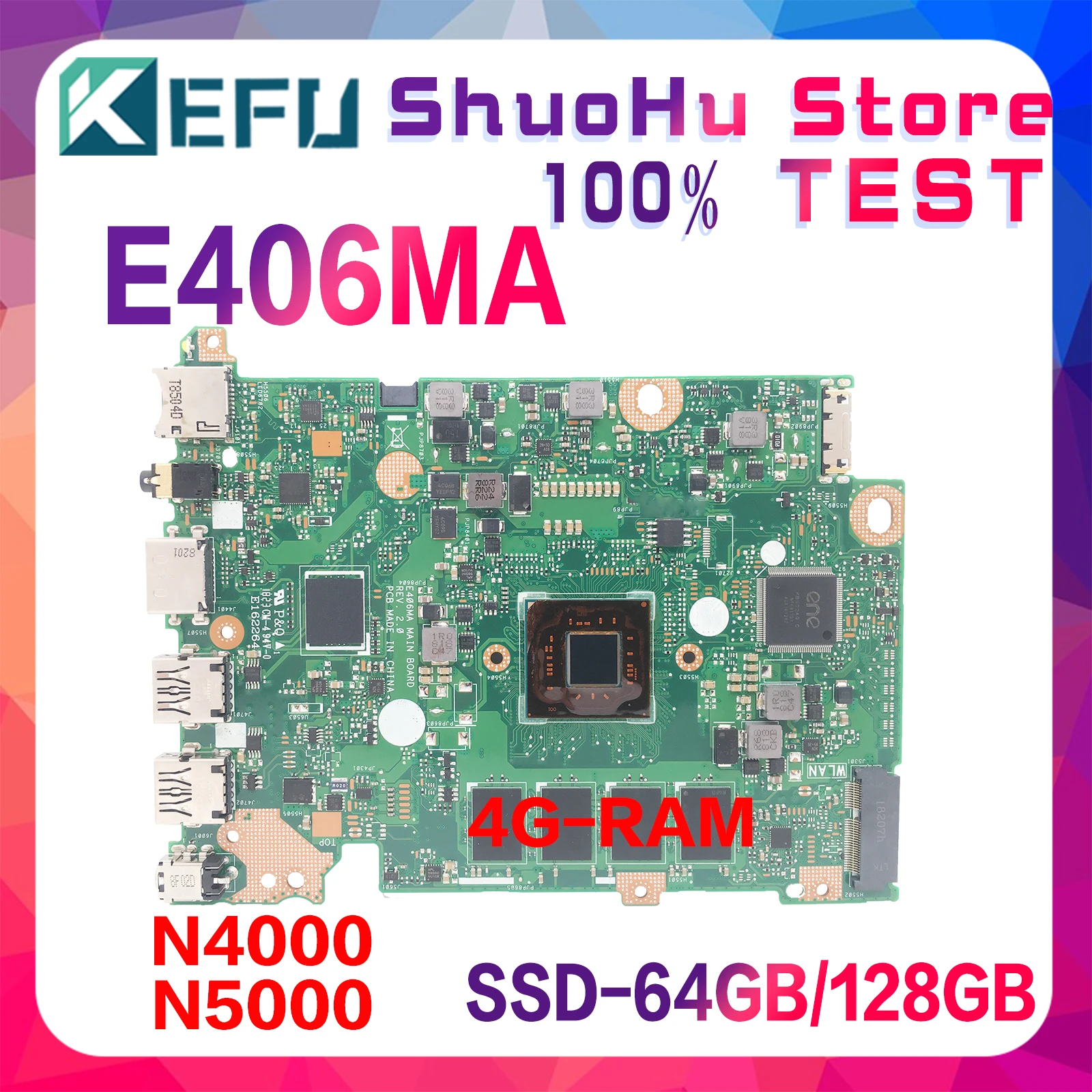 Kefu Motherboard L406ma E406mas E406ma E406m E406 Laptop Mainboard N4000 N5000 4gb-ram Ssd64g 128g Maintherboard