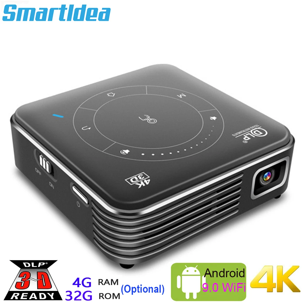 Smartldea Real 3D Mini Projector HD Android9.0 5G WiFi Handheld 4K  Proyector 5000mAh battery BT5.0 Personal Home Theater Beamer