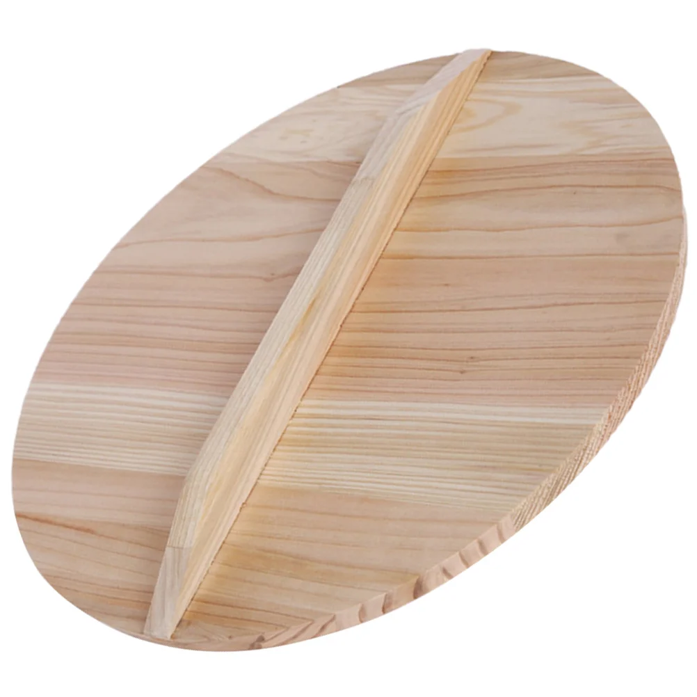 

Fir Pot Lid Wooden Thick Wok Cover Hutch Kitchen Utensils Gadget Anti-overflow Anti-splash