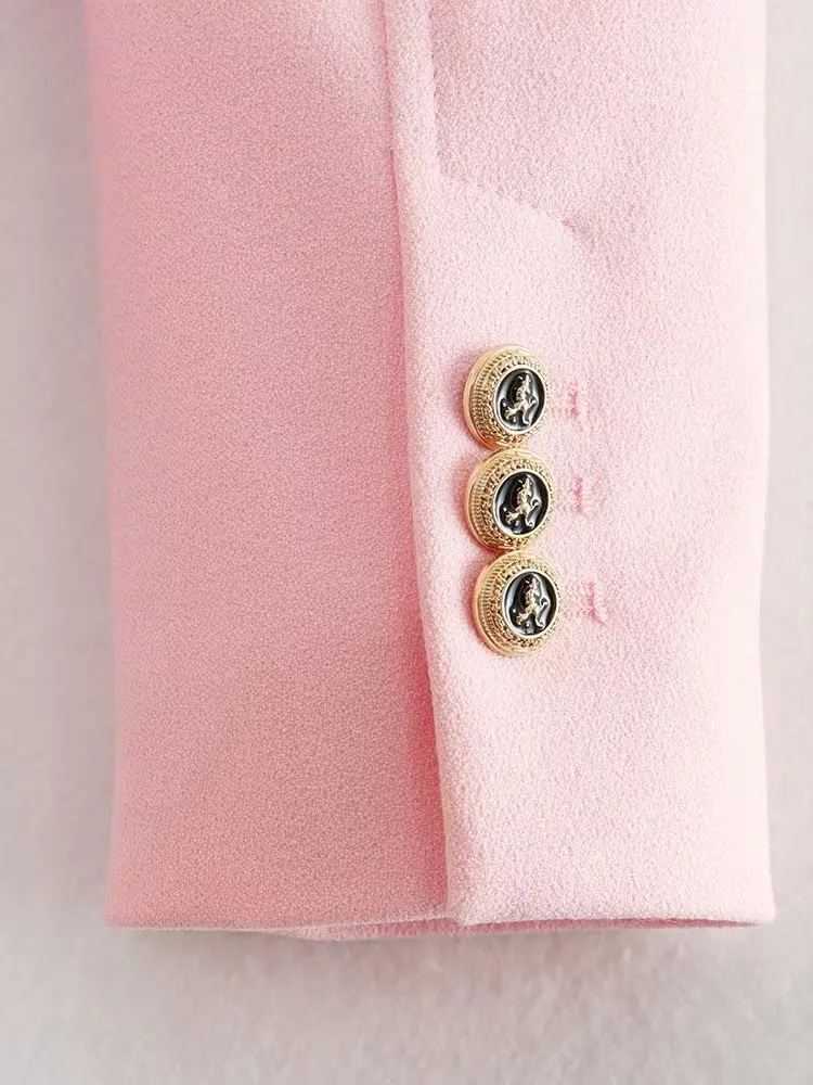 Maxdutti French Fashion Ladies Office Ladies Solid Color Jacket Coat Women Retro Double Breasted Casual Suit Simple Tops