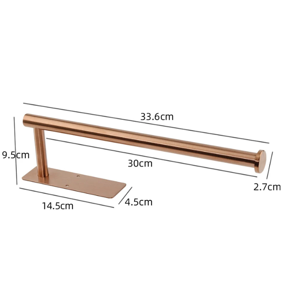 Rose Gold Toilet Paper Holder Adhesive 304 Stainless Steel Bathroom Kitchen Paper Towel Roll Rack Long Tissue Hanging Black paper towel holder toilet paper holder toilet paper rack toilet roll holder paper towel rack tissue holder