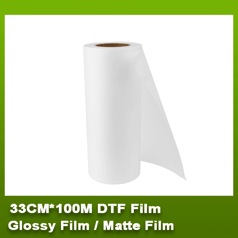 CFINK 33cm*100m 롤 DTF 필름 PET 전사 필름 75 마이크론 Epson L1800 I3200 4720 XP600 DTF 프린터용 DTF 잉크 인쇄 33cm