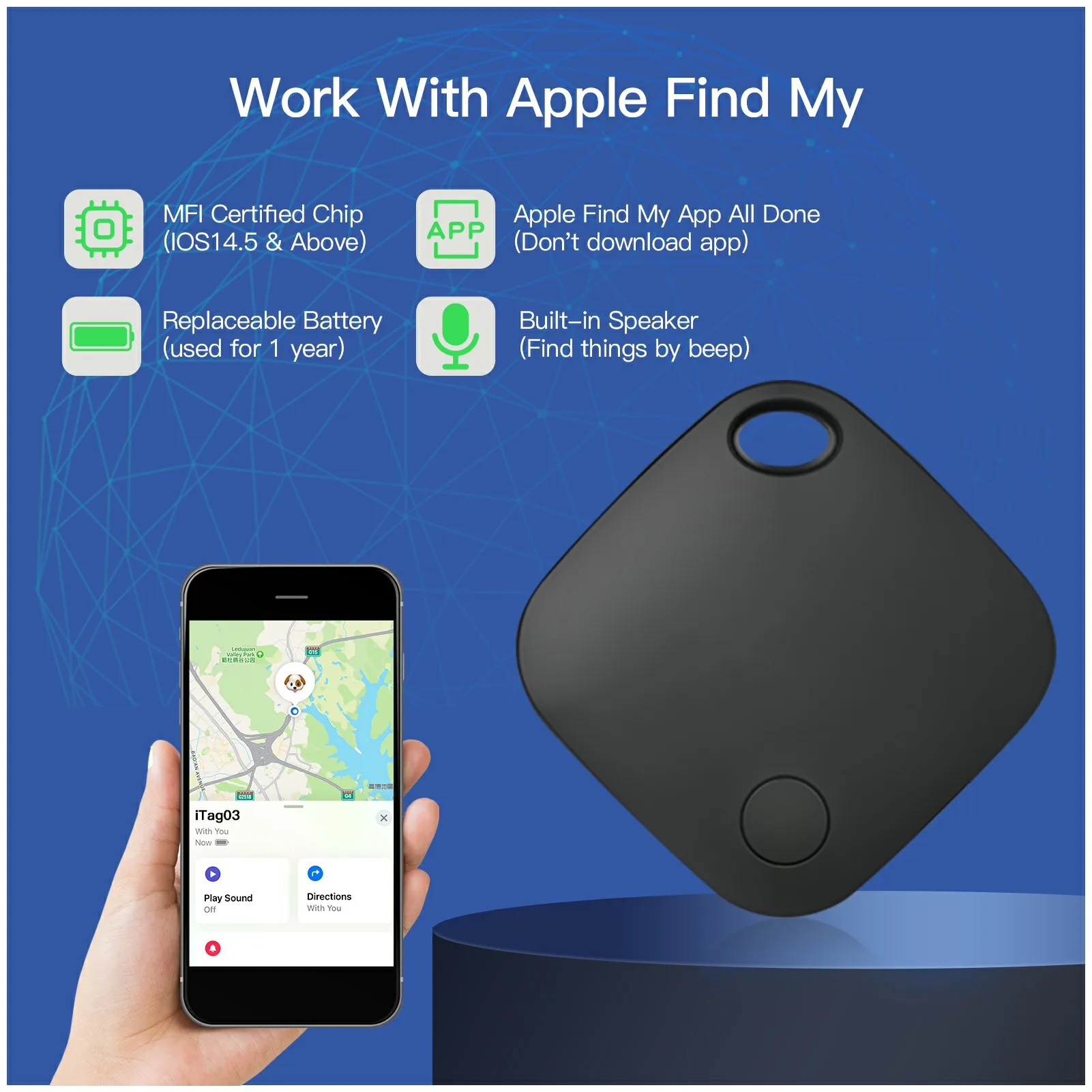 Bluetooth Long Distance Tracker For Apple Air Tag Alternatives Work with Apple Find App My Key Finder Car Luggage Bag Locator