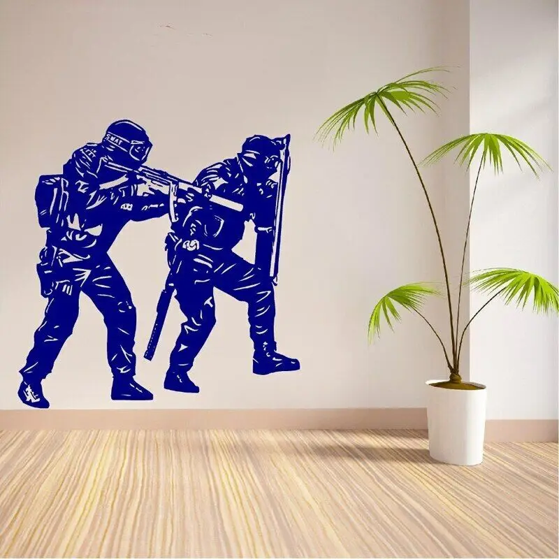 Police SWAT Wall Sticker Commando Soldier Vinyl Decal Army
