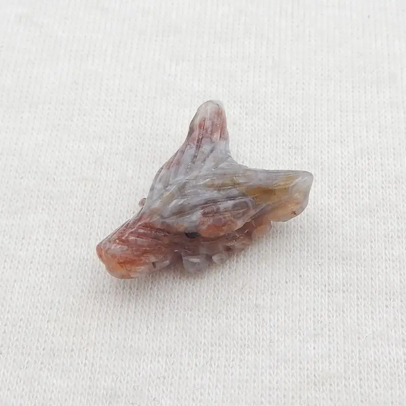 Natural Stone Ocean Jasper Handcarved Wolf Head Pendant Bead 21x15x8mm 2g Semiprecious DIY Jewelry Making Necklace Accessories