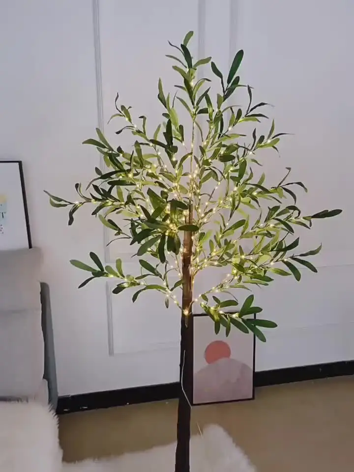 Vanthylit Albero Di Ulivo Artificiale Illuminato 1,8 M | Con 300 Luci LED Bianco Caldo, Per Interni/Esterni, Decorazione Natale