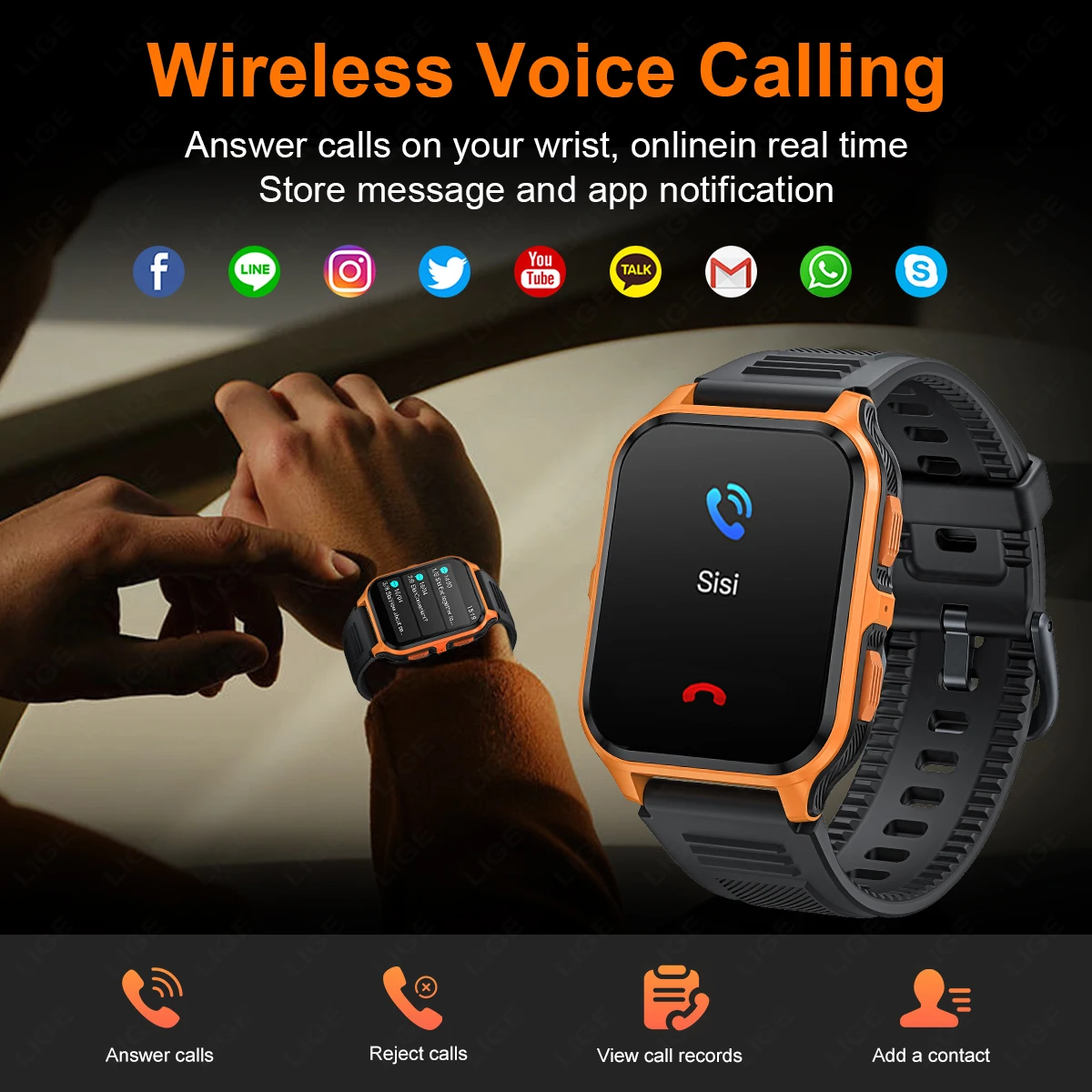 LIGE 3ATM  Ʈ ð  300mAh  ȭ  ƮϽ  ð ǰ  Smartwatch For ȵ̵ ios