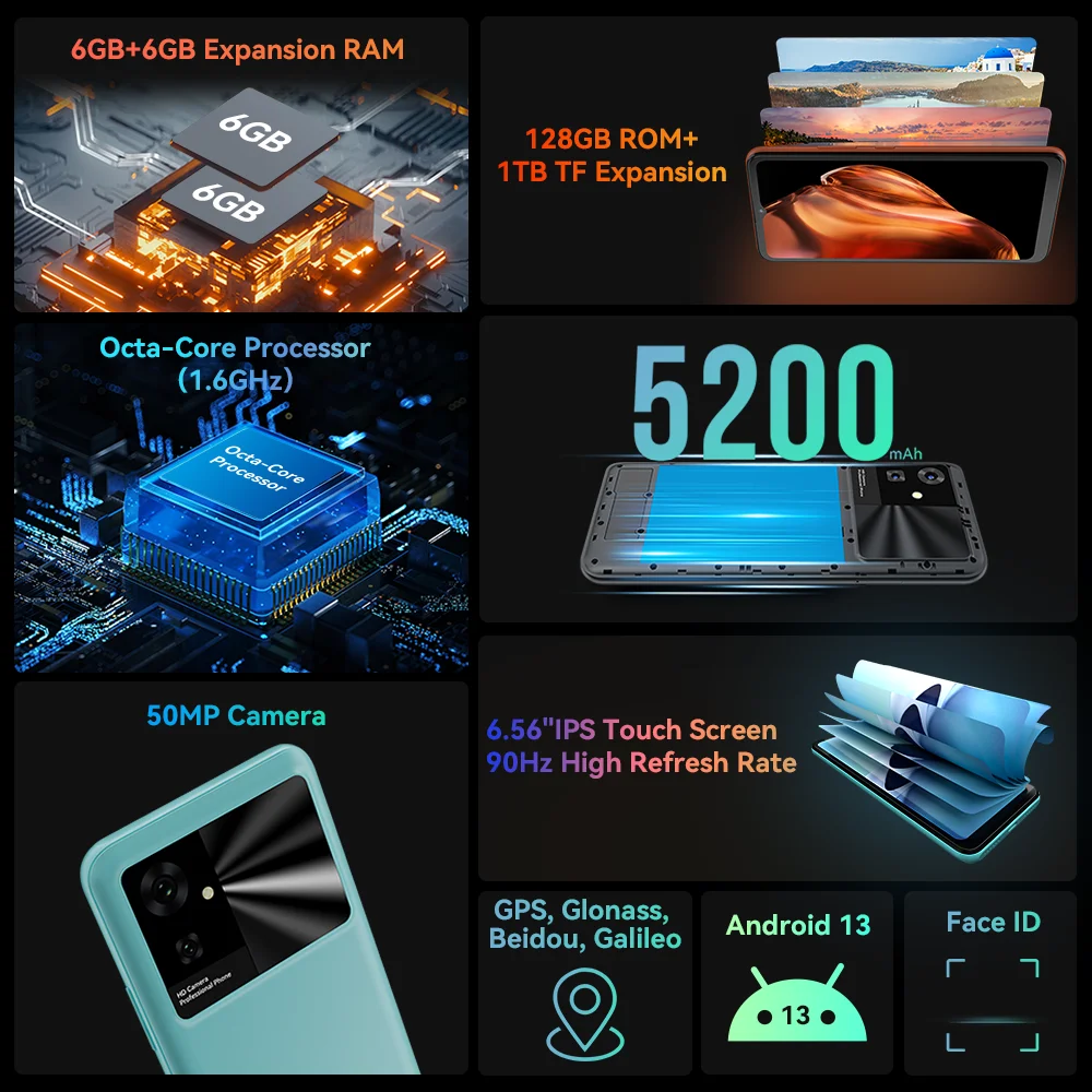 Cubot Note 21 스마트폰, 12GB + 128GB 6.56 인치 HD + 화면, 90Hz 재생률, 5200mAh 50MP 후면 카메라, 월드 프리미어