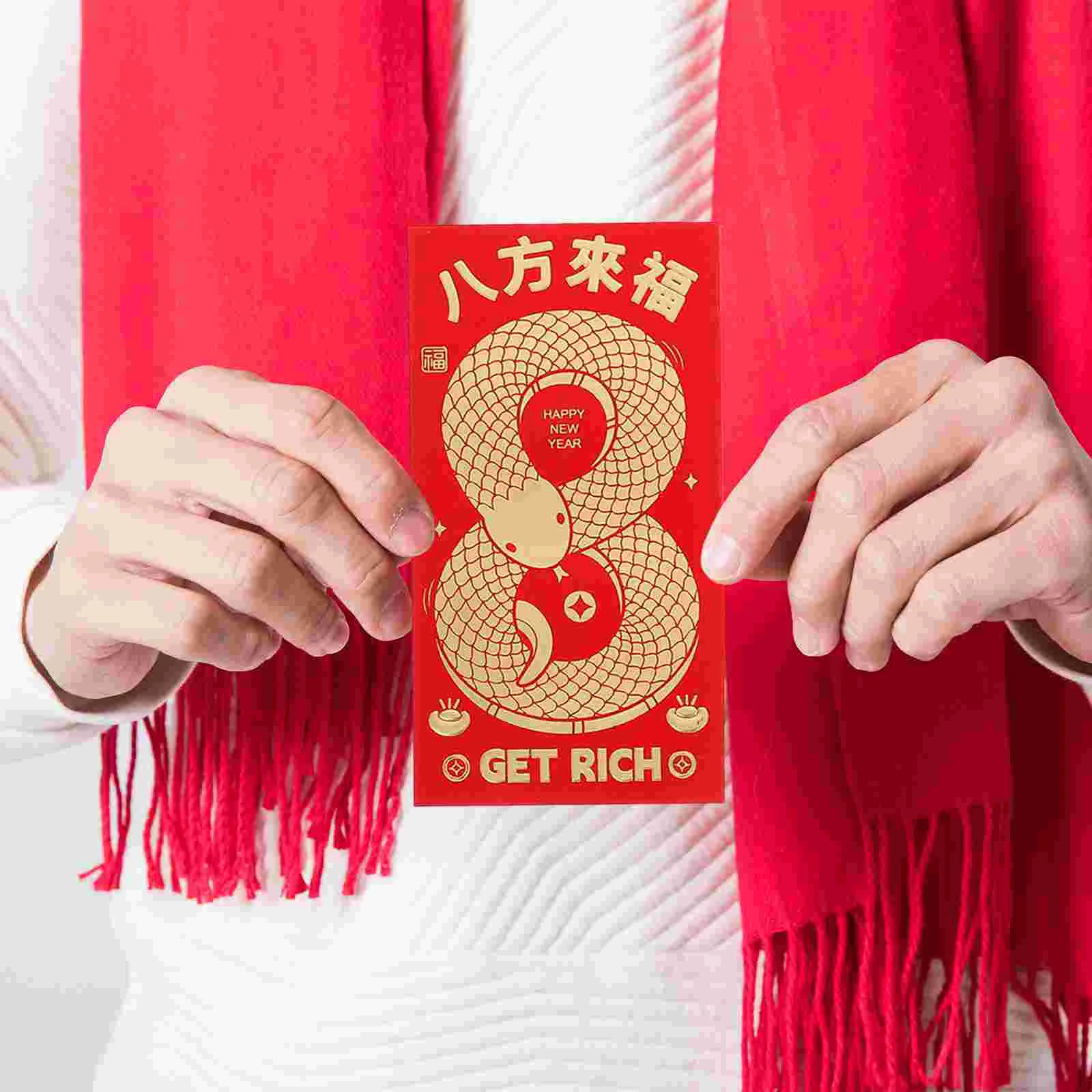 12 Pcs Red Envelope Year of The Snake Envelopes Chinese Wedding Ampao Paper Lunar New