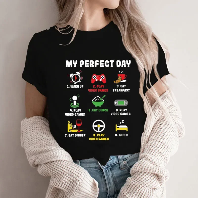 

Футболки для любителей игры, топы, одежда, женские футболки My Perfect Day Gamer, крутые веселые футболки для видеоигр