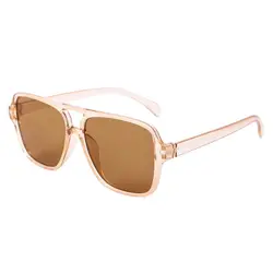 Clear Light Brown Unisex Aviator Sunglasses with UV Protection - Perfect for Commuting and Vacationing (C1)