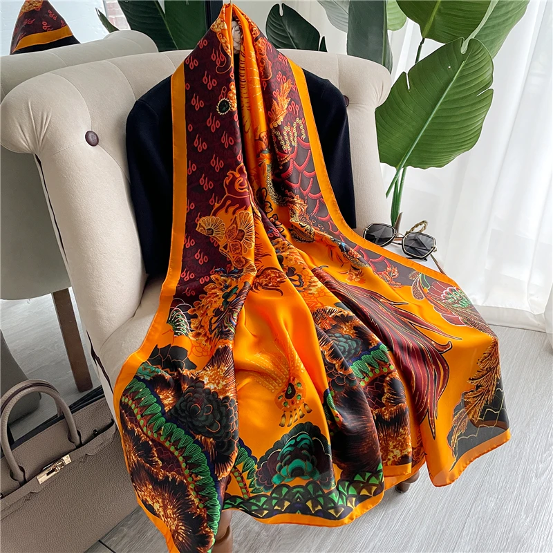 LCUK Foulards En Soie Femmes Imprimer Foulard Satin Tête