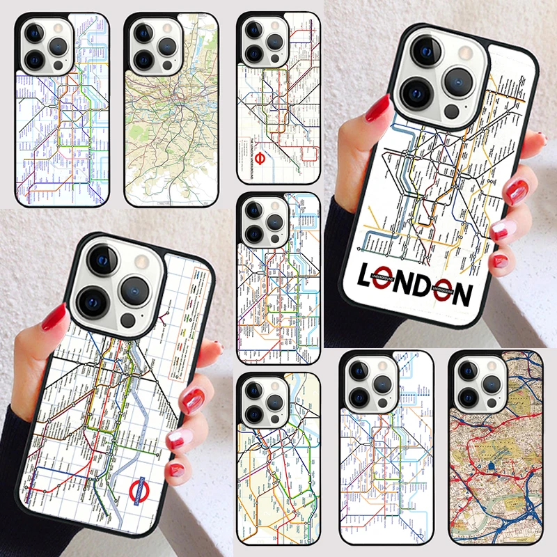 London Underground Tube Map Cover Per Iphone 15 13 12 11 14 Pro Max Mini X Xr Xs Max Se 2020 7 8 6S Plus Custodia Per Telefono