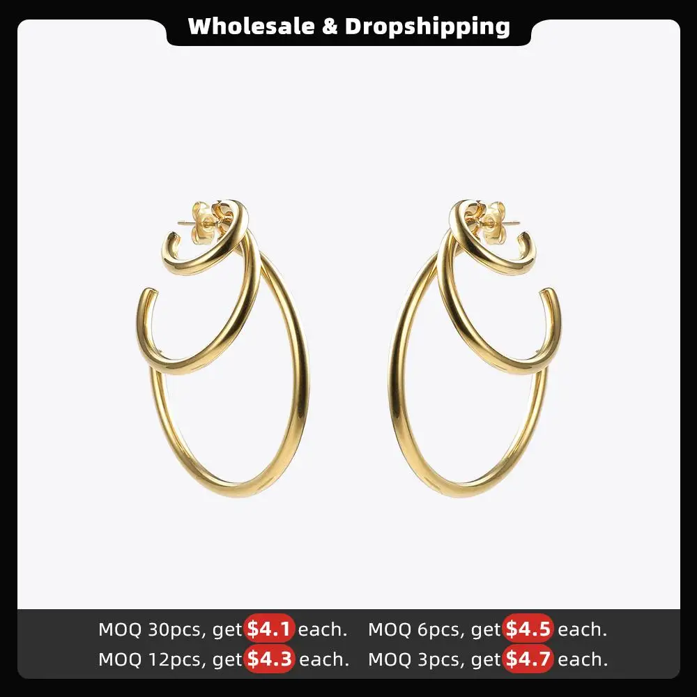 ENFASHION Multi-layer C Shape Drop Earrings For Women Gold Color Statement Big Dangle Earings Fashion Jewelry Pendientes E191115