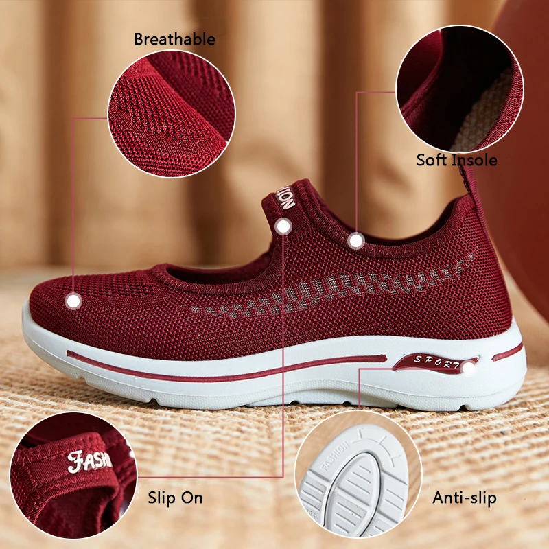 Lightweight Women's Vulcanize Shoes Summer Soft Women Casual Shoes Comfortable Slip-on Female Sneakers Outdoor Anti-slip Tennis