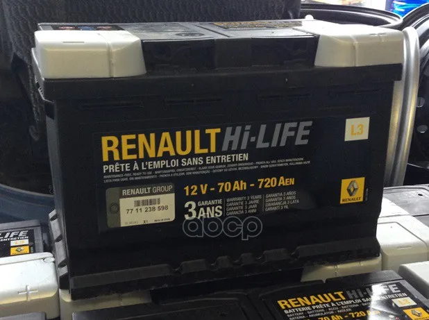 Batterie Renault 12V L3 70Ah 720A start and stop - Équipement auto