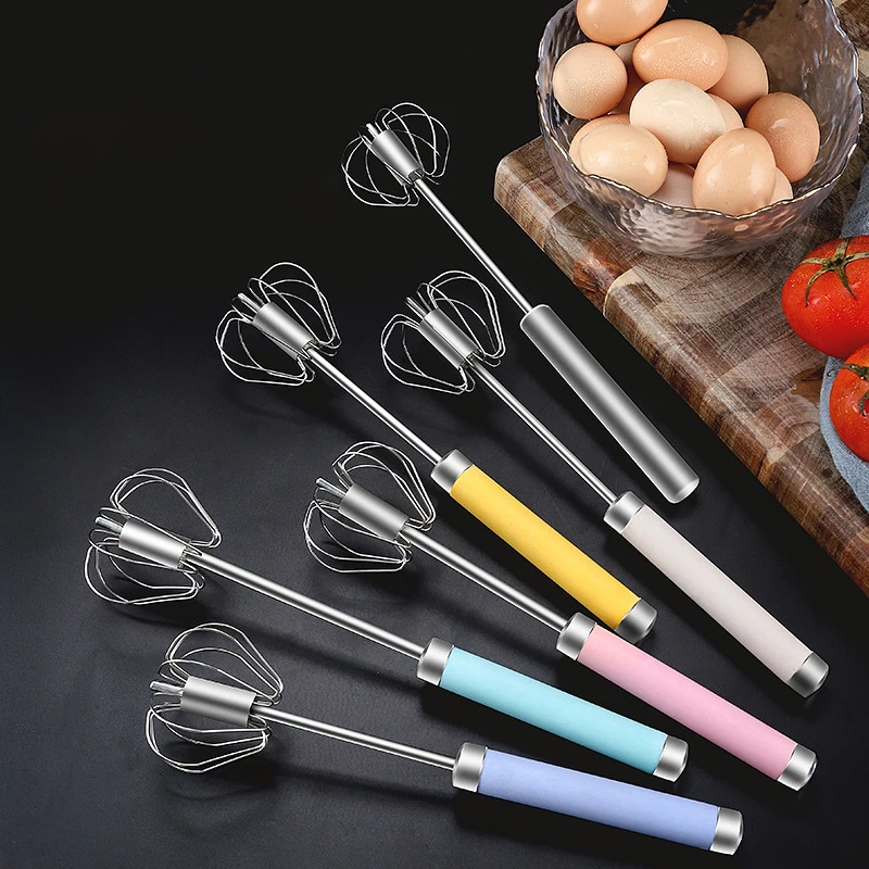 Household Stainless Steel Semi-automatic Egg Beater Press And Rotate Manual  Egg Beater Egg Cream Handheld Whipping Tool - AliExpress